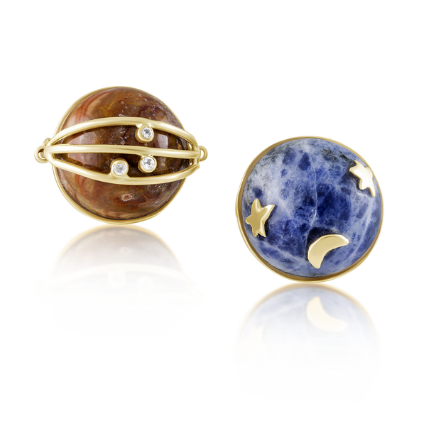 Carved Stone Planet Earrings