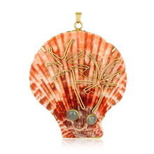Load image into Gallery viewer, Palm Tree Scallop Shell Pendant in shell by Christina Puchi
