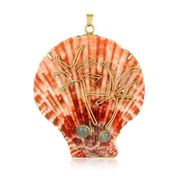 Palm Tree Scallop Shell Pendant in shell by Christina Puchi
