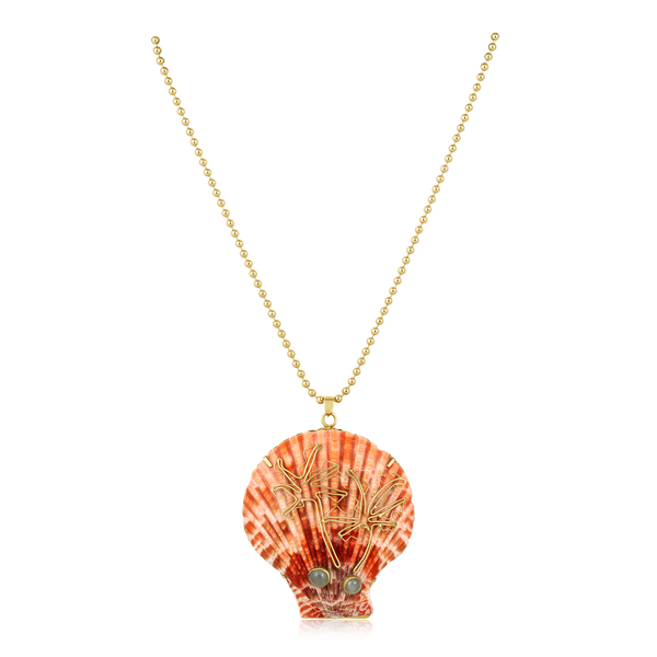 Palm Tree Scallop Shell Pendant in shell by Christina Puchi