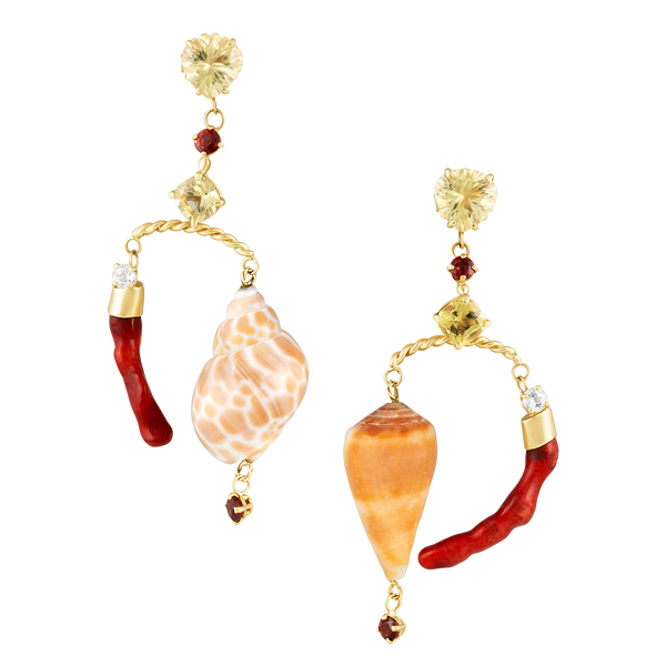 Coral Tiered Earrings by Christina Puchi