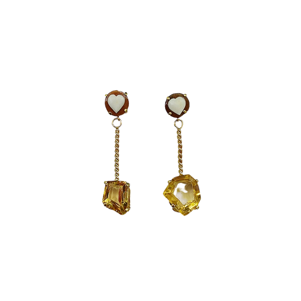 Heart Cameo Citrine Earrings by Christina Puchi