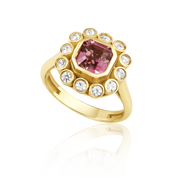 Pink Stone Ring in gold by Christina Puchi
