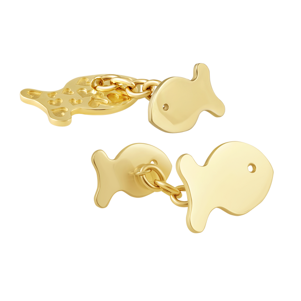 Gold Fish Cufflinks Pendant in gold by Christina Puchi