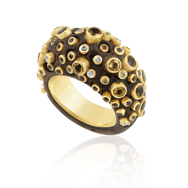 Carved Walnut Ring in carved wood by Christina Puchi