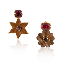 Load image into Gallery viewer, Carved Wooden Flower Earrings in carved wood by Christina Puchi
