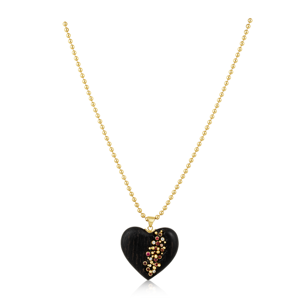 Ebony + Ruby Heart Pendant