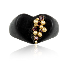 Load image into Gallery viewer, Ebony Heart Ring in carved wood by Christina Puchi
