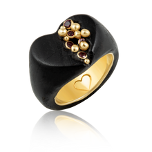 Load image into Gallery viewer, Ebony Heart Ring in carved wood by Christina Puchi
