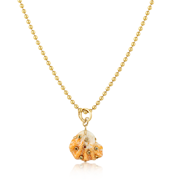 Orange/White Kitten Paw Charm in shell by Christina Puchi