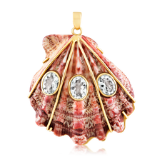 Load image into Gallery viewer, Dark Pink Lion's Paw with Aquamarine Pendant in shell by Christina Puchi
