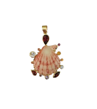 Load image into Gallery viewer, Light Pink Lions Paw Halo Pendant in shell by Christina Puchi
