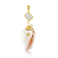Load image into Gallery viewer, White Spiral Shell Pendant in shell by Christina Puchi
