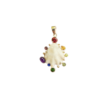 Load image into Gallery viewer, Rainbow Halo Kitten's Paw Pendant in shell by Christina Puchi
