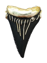 Load image into Gallery viewer, Ebony Shark Tooth Pendant in carved wood by Christina Puchi
