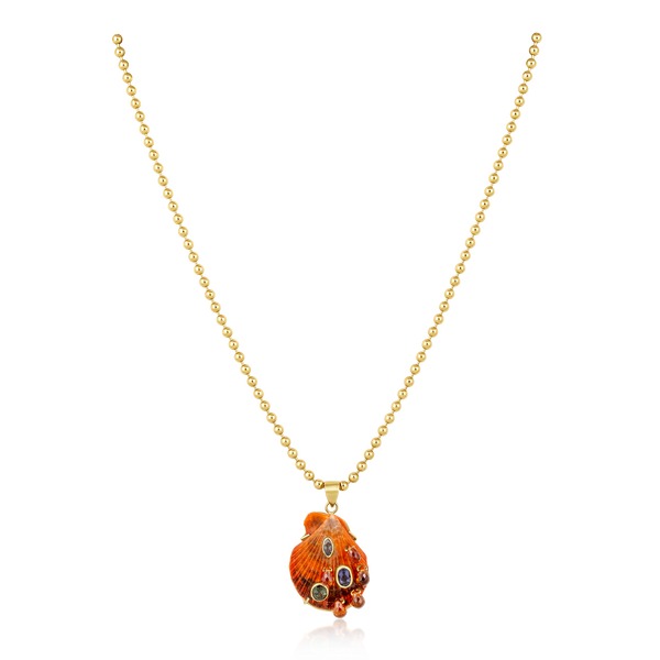 Orange Citrine Shell Pendant in shell by Christina Puchi