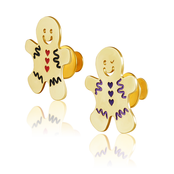 Gingerbread Man Pin in gold by Christina Puchi