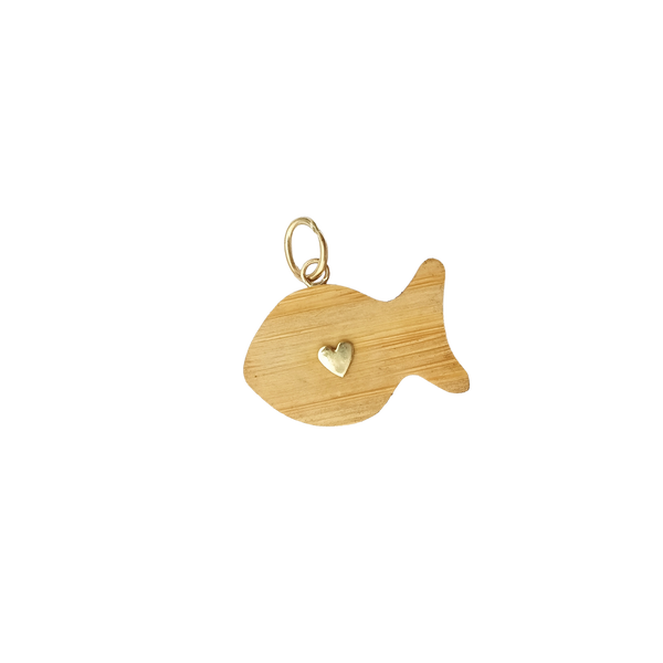 Carved Bamboo Fish Pendant in carved wood by Christina Puchi
