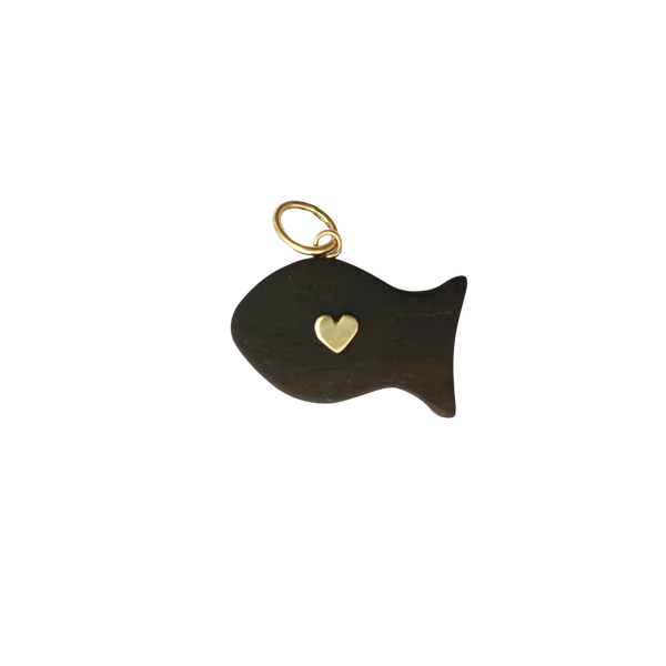 Carved Ebony Fish Pendant in carved wood by Christina Puchi