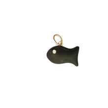 Load image into Gallery viewer, Carved Ebony Fish Pendant in carved wood by Christina Puchi
