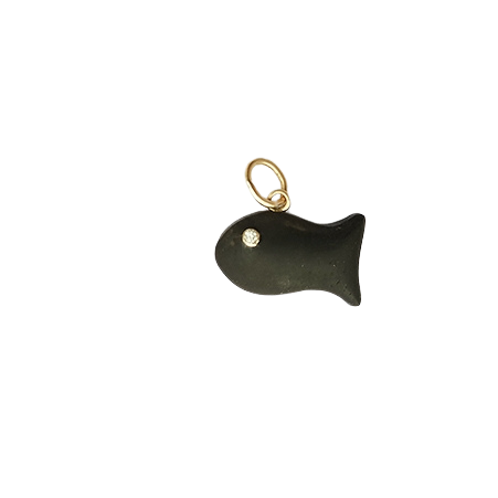 Carved Ebony Fish Pendant in carved wood by Christina Puchi