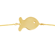 Load image into Gallery viewer, Gold Medium Fish Friendship Bracelet in gold by Christina Puchi
