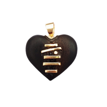 Load image into Gallery viewer, Carved Ebony Stitched Heart Pendant in carved wood by Christina Puchi
