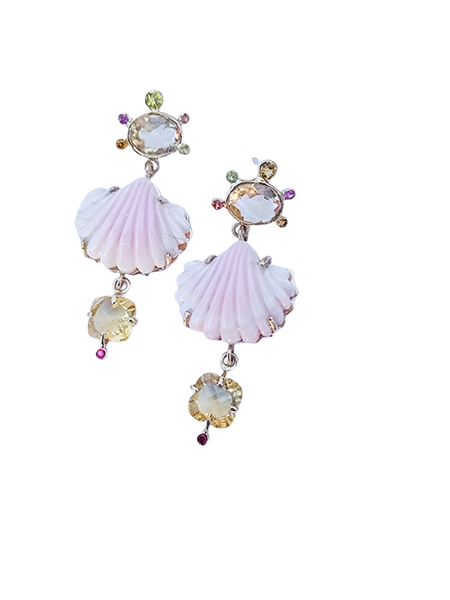 Carved Queen Conch Shell Earrings by Christina Puchi