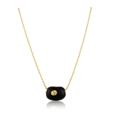 Load image into Gallery viewer, Citrine Ebony Bean Bead Pendant in carved wood by Christina Puchi
