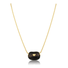 Load image into Gallery viewer, Citrine Ebony Bean Bead Pendant in carved wood by Christina Puchi
