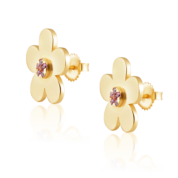 Flower Studs in gold by Christina Puchi
