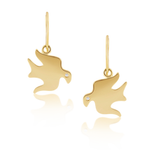 Load image into Gallery viewer, Bird Dangle Earrings in gold by Christina Puchi
