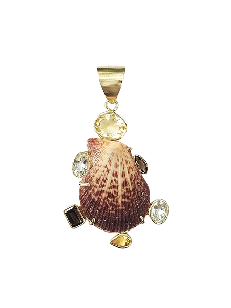 Brown Shell Neutral Halo Pendant in shell by Christina Puchi