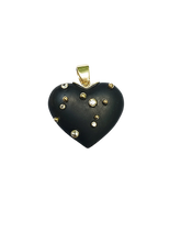 Load image into Gallery viewer, White Sapphire Gold Ball Ebony Heart
