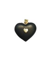 Load image into Gallery viewer, White Sapphire Gold Ball Ebony Heart
