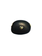 Load image into Gallery viewer, White Sapphire Ebony Bean Bead Pendant in carved wood by Christina Puchi
