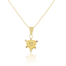 Load image into Gallery viewer, Onyx Heart Pink Halo Pendant in carved stone by Christina Puchi
