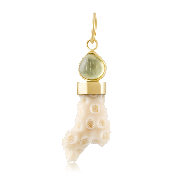 Yellow Teardrop Coral Pendant in shell by Christina Puchi