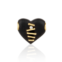 Load image into Gallery viewer, Ebony Stitched Heart Bead Pendant in carved wood by Christina Puchi
