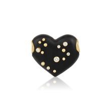 Load image into Gallery viewer, Ebony Studded Heart Bead Pendant in carved wood by Christina Puchi
