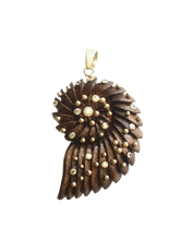 Load image into Gallery viewer, Carved Walnut Ammonite Pendant by Christina Puchi
