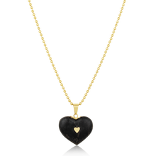 Load image into Gallery viewer, Carved Ebony Stitched Heart Pendant in carved wood by Christina Puchi
