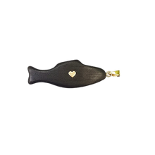 Load image into Gallery viewer, Ebony Swedish Fish Pendant in carved wood by Christina Puchi
