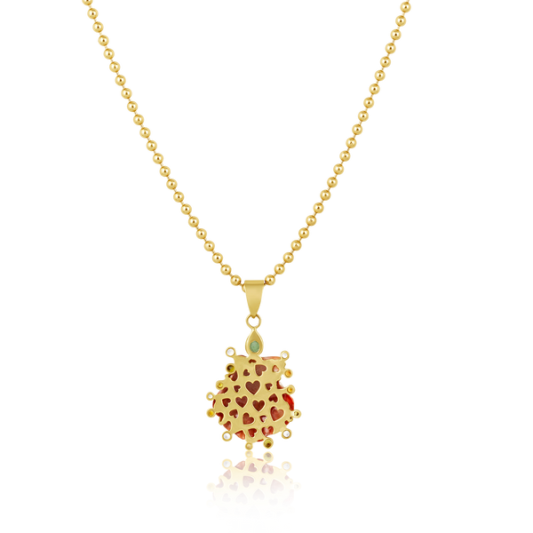 Dark Orange Lion’s Paw Halo Pendant in shell by Christina Puchi