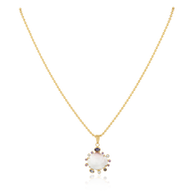 Load image into Gallery viewer, White Shell with Purple Halo Pendant in shell by Christina Puchi
