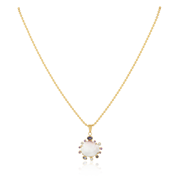White Shell with Purple Halo Pendant in shell by Christina Puchi