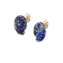 Load image into Gallery viewer, Carved Stone Ammonite Earrings in carved stone by Christina Puchi
