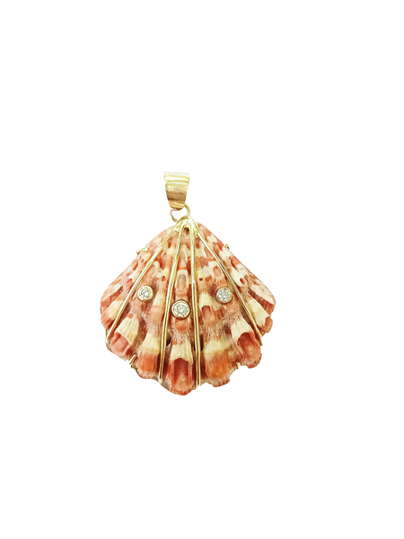 Pink Ruffled Lion's Paw Pendant in shell by Christina Puchi