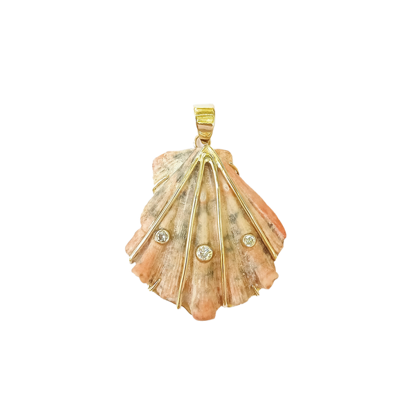 Pink and Grey Lion's Paw Pendant in shell by Christina Puchi