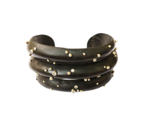 Load image into Gallery viewer, Ebony Cuff Bracelet in carved wood by Christina Puchi
